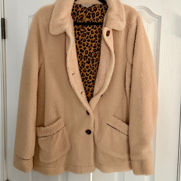 Wonderly Cream Teddy Jacket with Brown Buttons - Picture 3 of 5